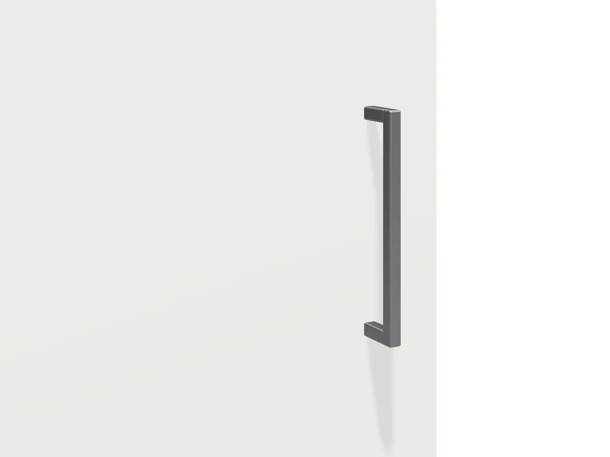 Wit front met een greep: rvs-look, 136 mm.